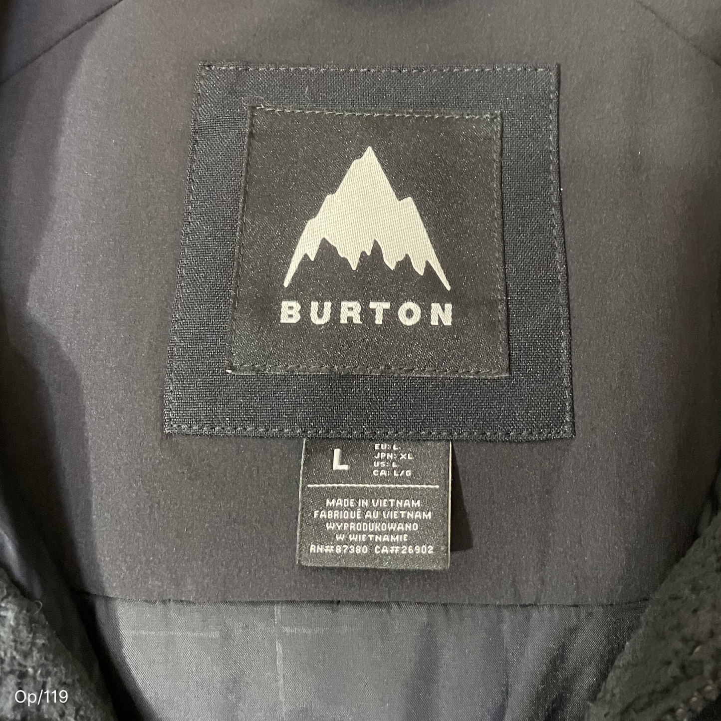 Parka Burton Negro Talla L de Hombre.
