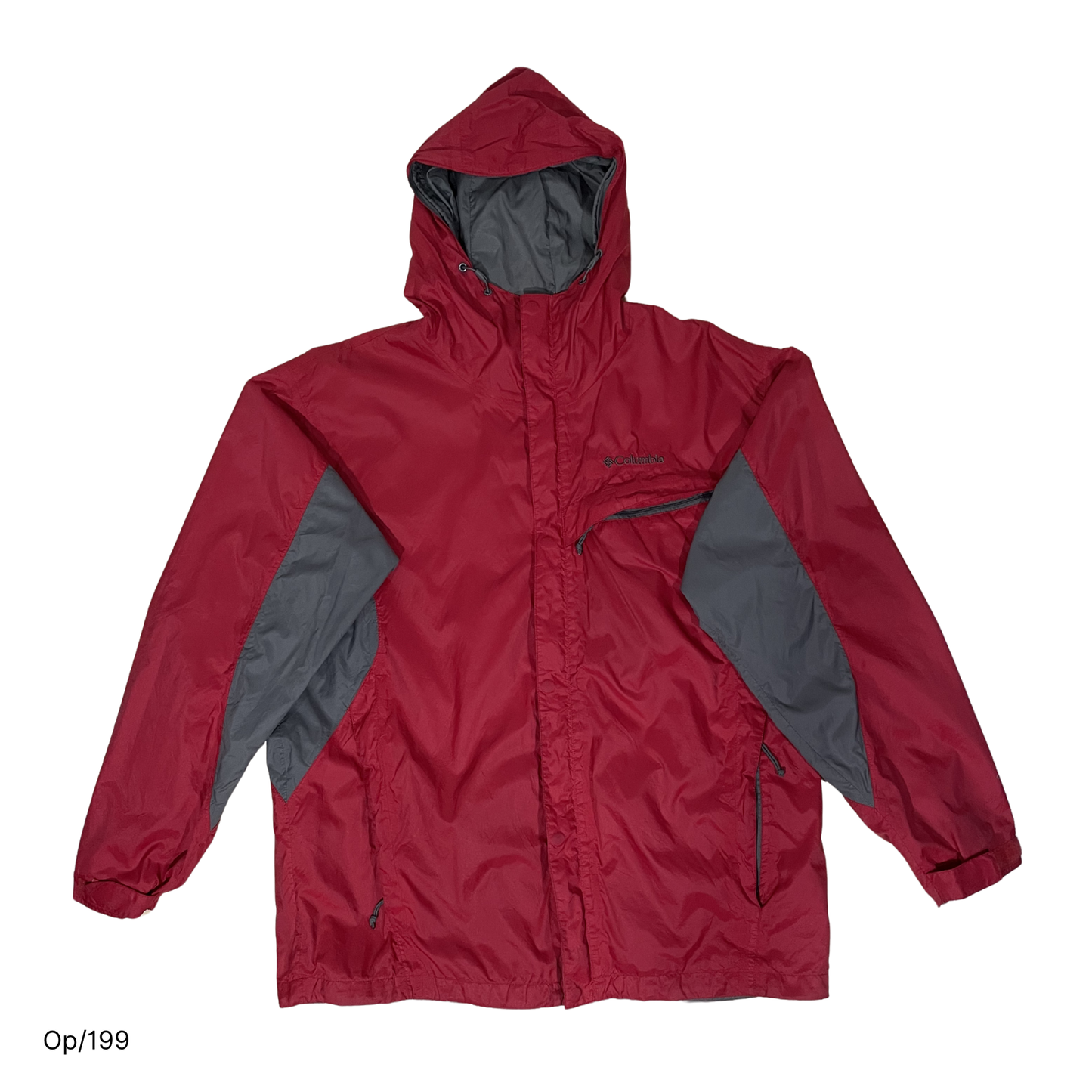 Parka Delgada Columbia Rojo y Gris de Hombre Talla L.