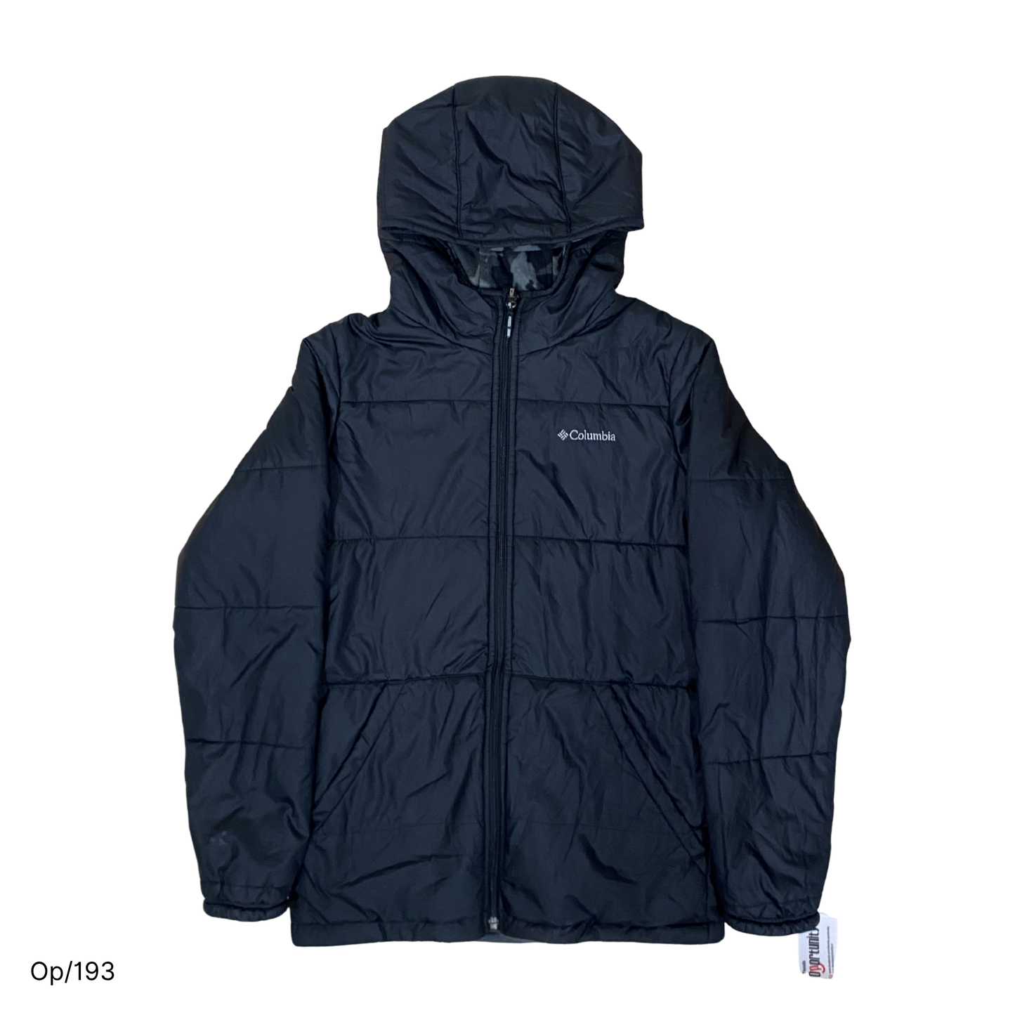 Parka Columbia Negra Reversible Polar Camuflaje Juvenil XL.