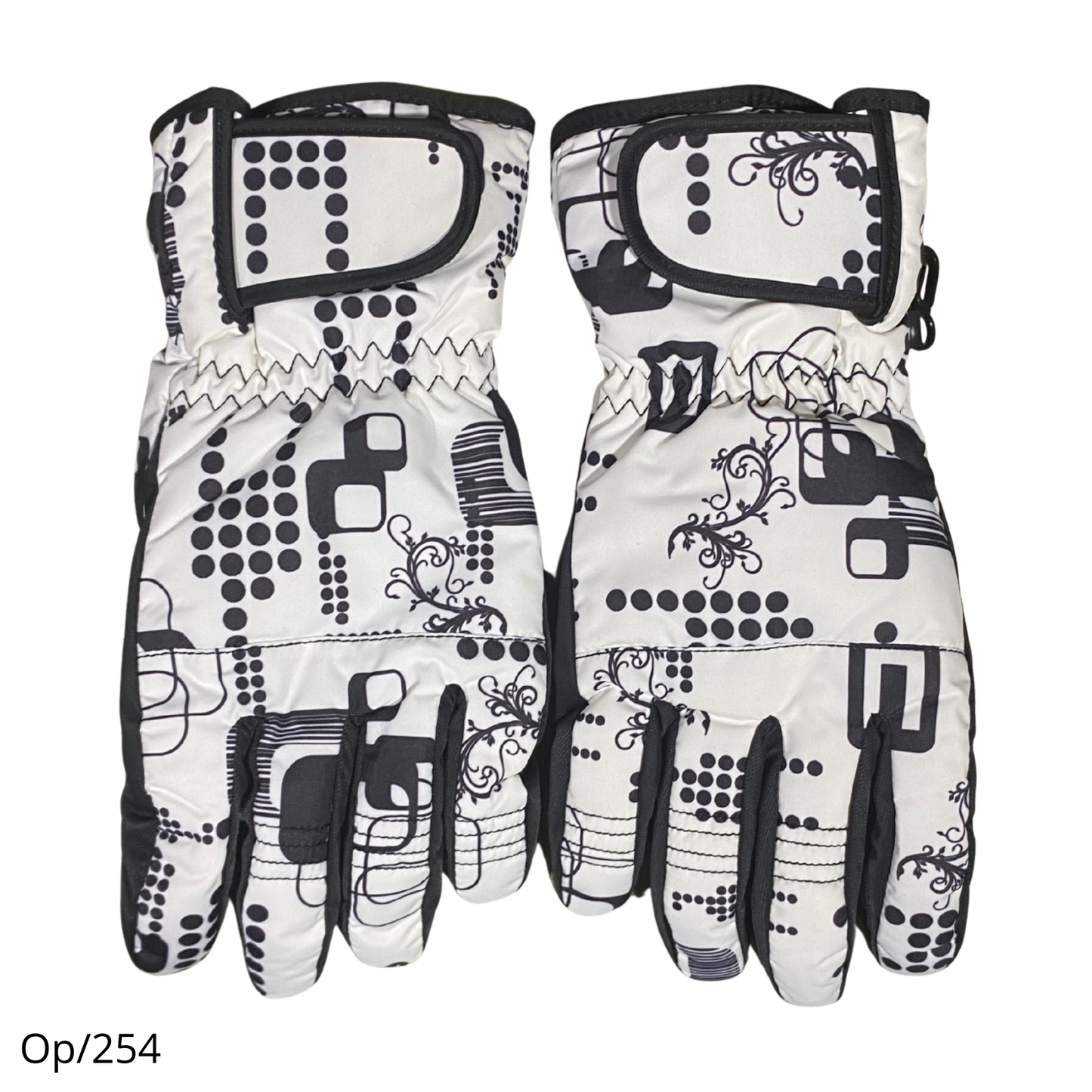 Guante de Nieve Deportivo Adulto Unisex Diseño Blanco y Negro