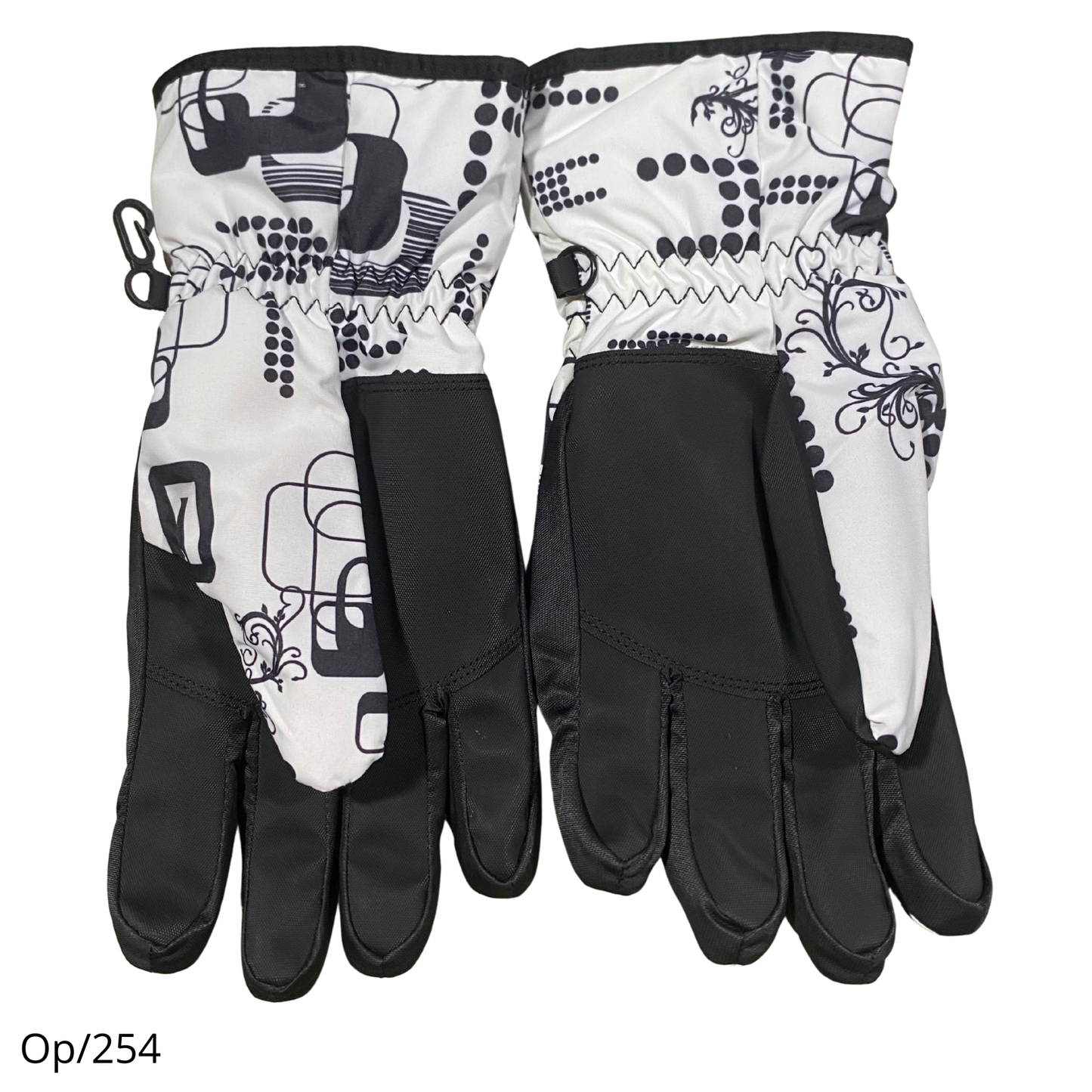 Guante de Nieve Deportivo Adulto Unisex Diseño Blanco y Negro