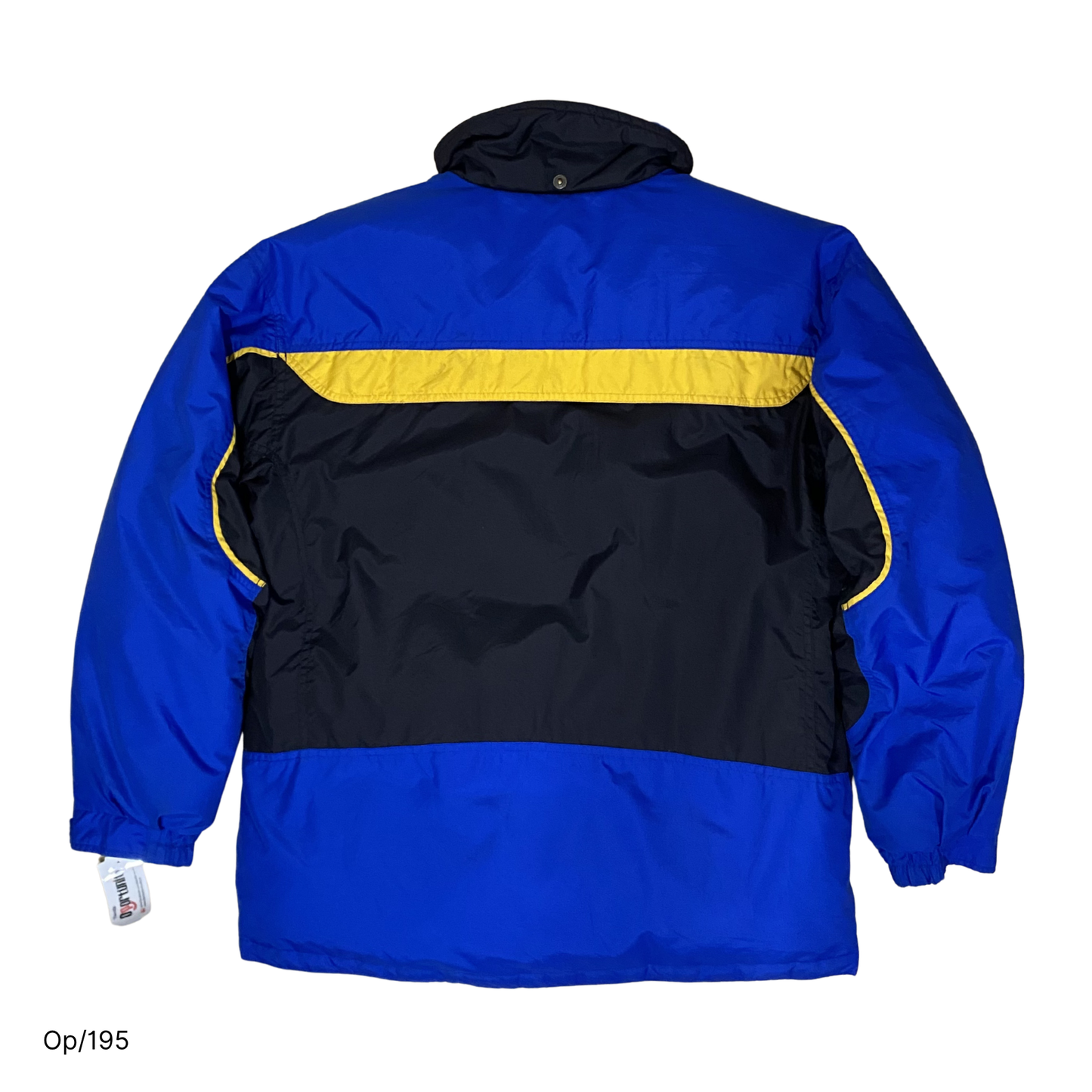 Parka Columbia de pluma Azul, Negro y Amarillo, de Hombre Juvenil XL.