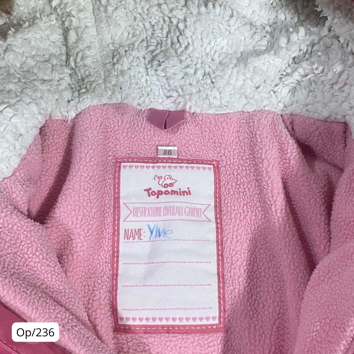 Enterito de nieve Rosado con Blanco de Niña Talla 1