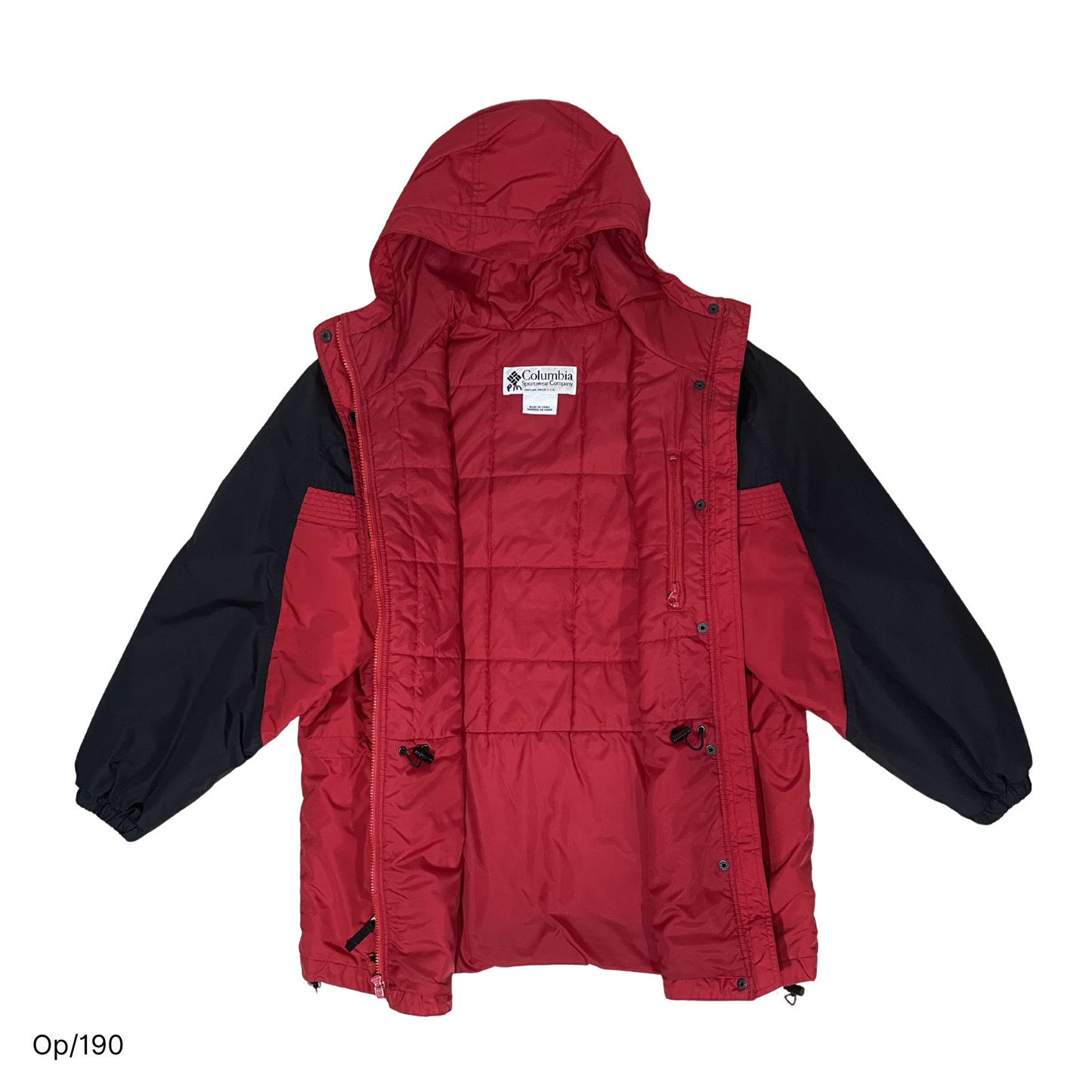 Parka Columbia Rojo y Negro de Hombre Talla L.