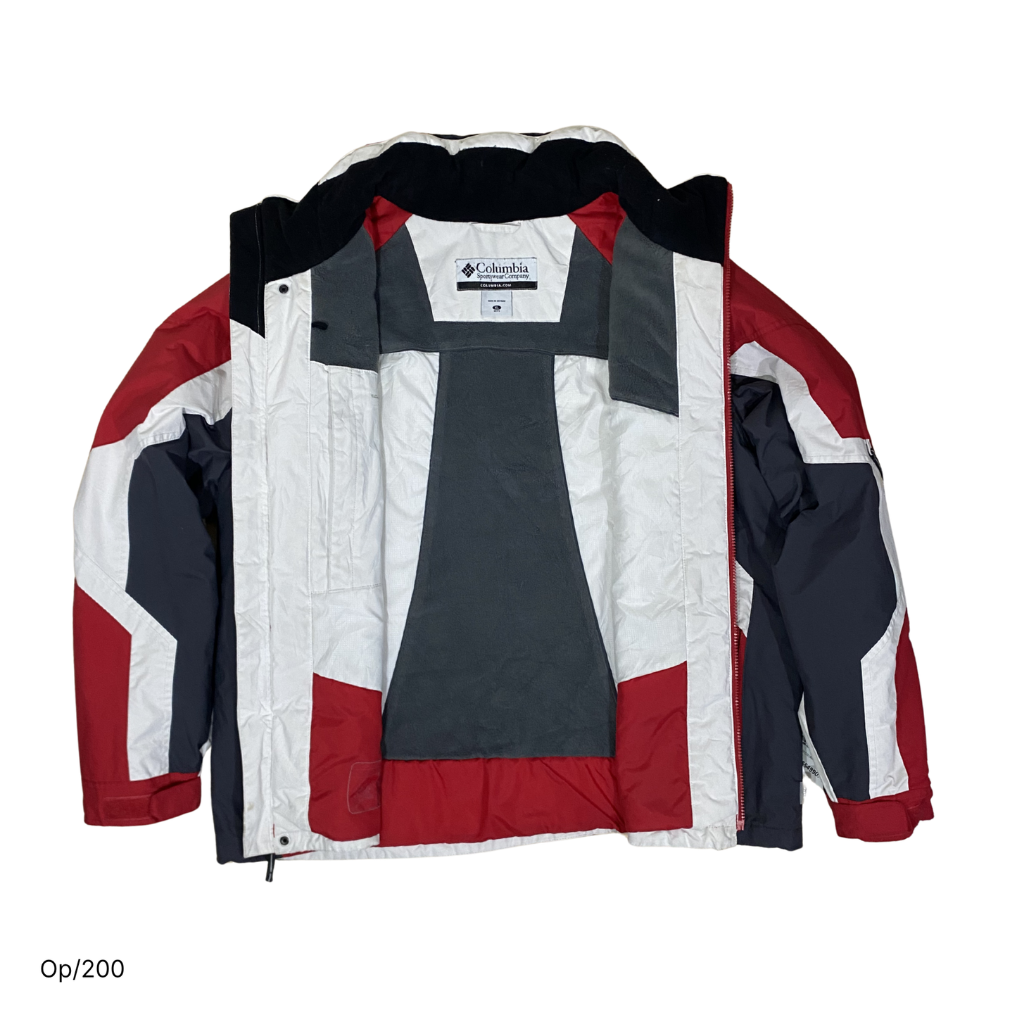 Parka Columbia Rojo, Gris y Blanco de Hombre Talla XL.