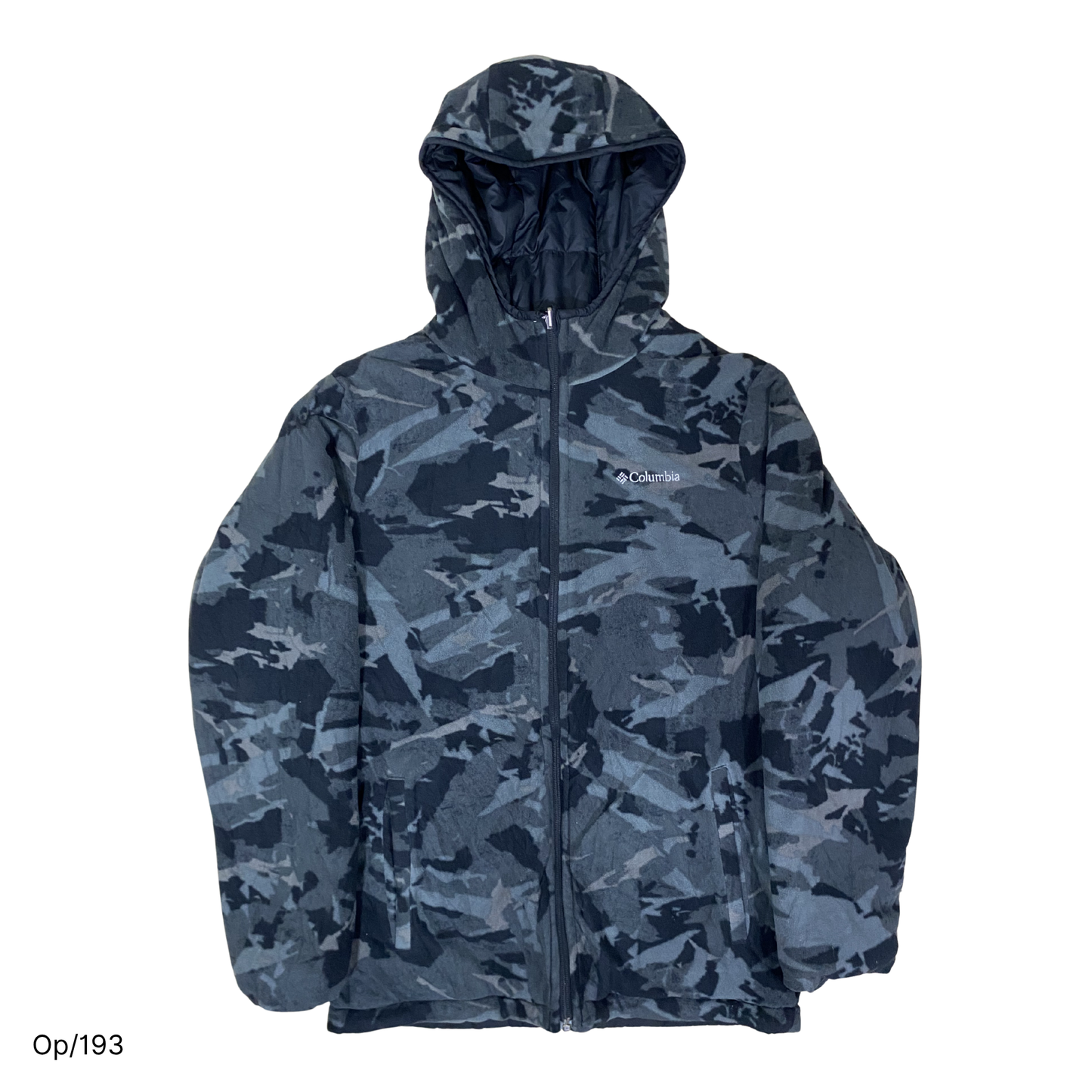 Parka Columbia Negra Reversible Polar Camuflaje Juvenil XL.
