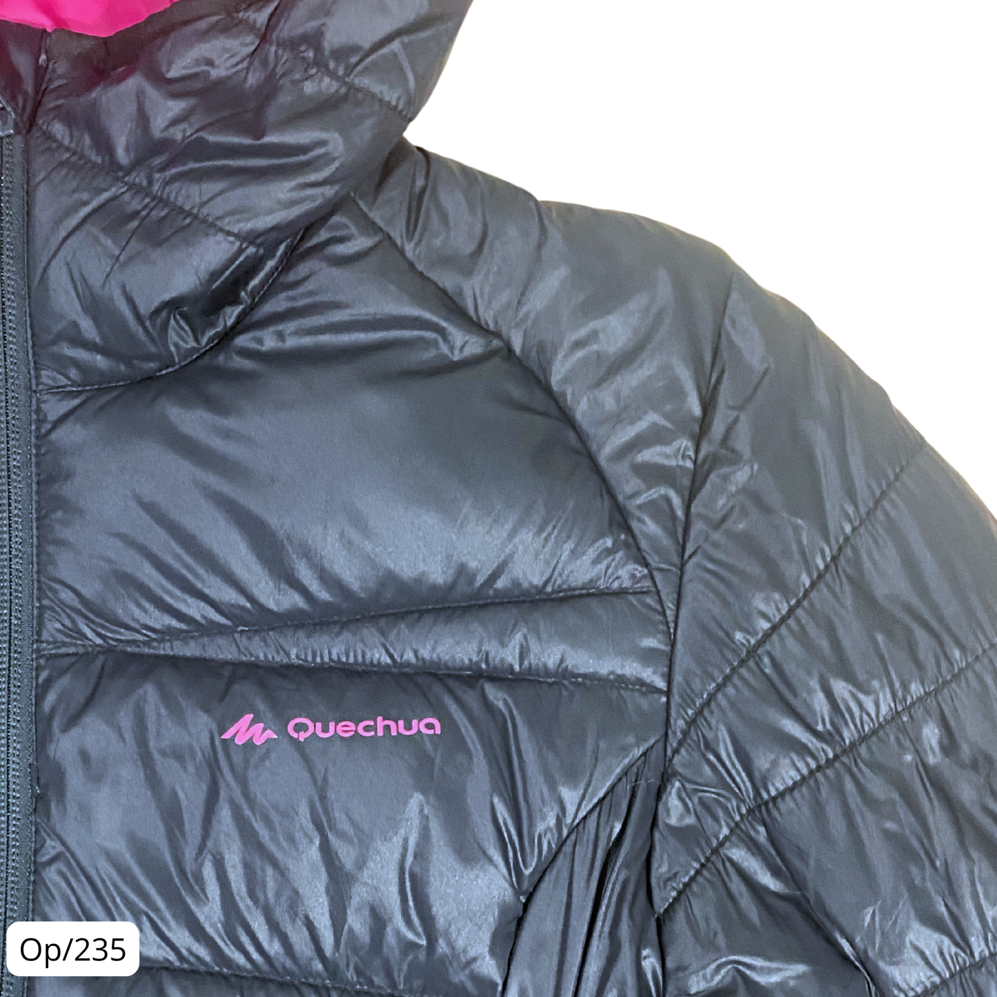 Parka Qechua Negra con Rosado Juvenil Talla XS