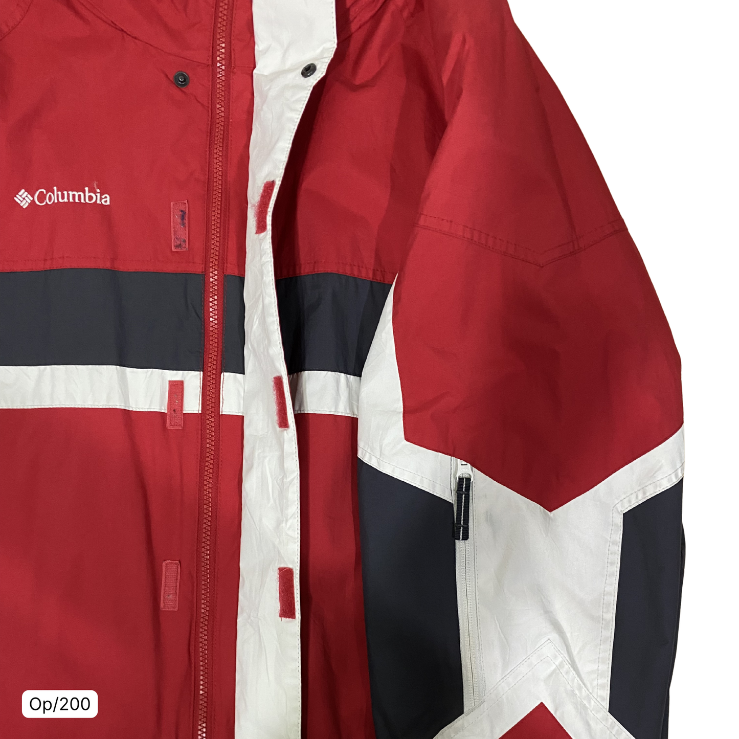 Parka Columbia Rojo, Gris y Blanco de Hombre Talla XL.